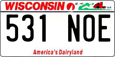 WI license plate 531NOE