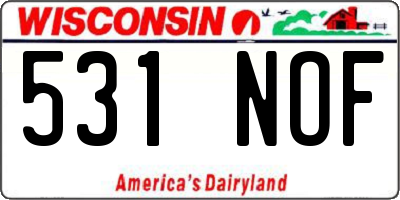 WI license plate 531NOF