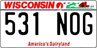WI license plate 531NOG