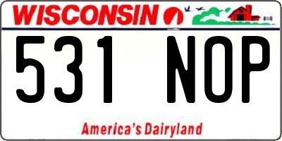 WI license plate 531NOP
