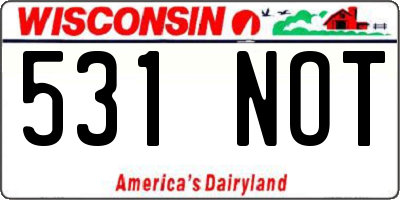 WI license plate 531NOT