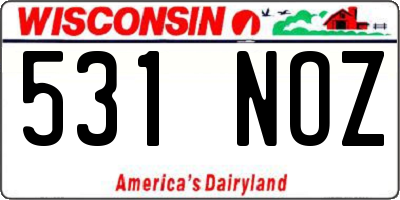 WI license plate 531NOZ