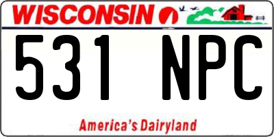 WI license plate 531NPC