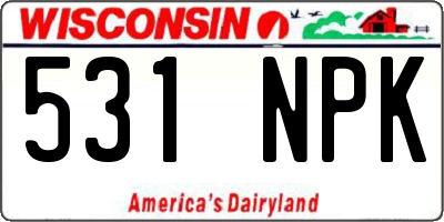 WI license plate 531NPK