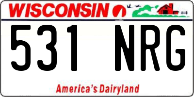 WI license plate 531NRG