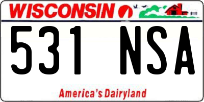 WI license plate 531NSA