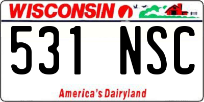 WI license plate 531NSC