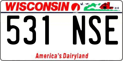 WI license plate 531NSE