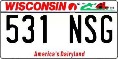 WI license plate 531NSG