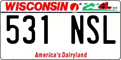 WI license plate 531NSL