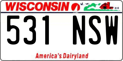 WI license plate 531NSW