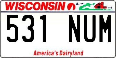 WI license plate 531NUM