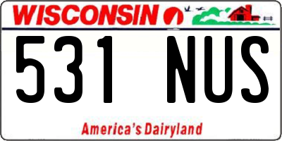 WI license plate 531NUS
