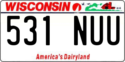 WI license plate 531NUU
