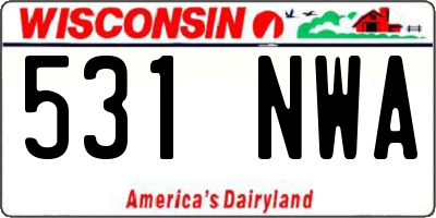 WI license plate 531NWA