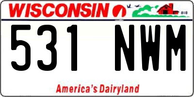 WI license plate 531NWM
