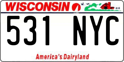 WI license plate 531NYC