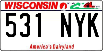 WI license plate 531NYK
