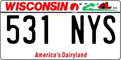 WI license plate 531NYS