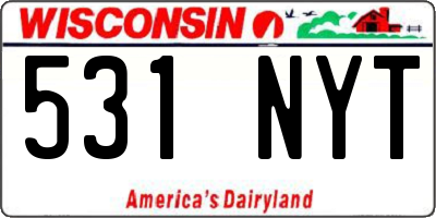 WI license plate 531NYT
