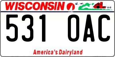 WI license plate 531OAC