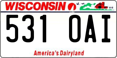 WI license plate 531OAI