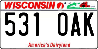 WI license plate 531OAK