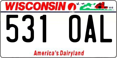WI license plate 531OAL