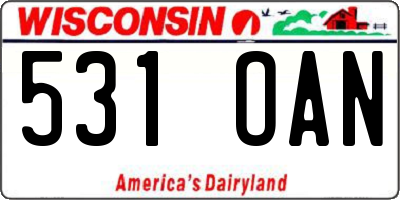 WI license plate 531OAN