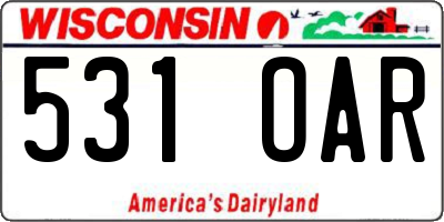 WI license plate 531OAR