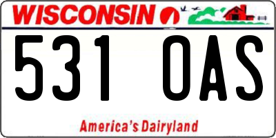WI license plate 531OAS