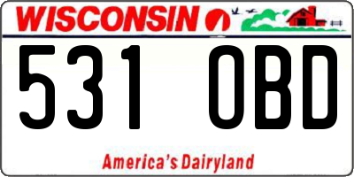 WI license plate 531OBD