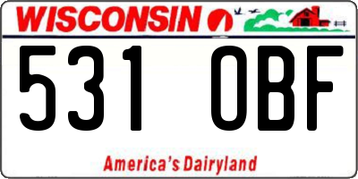 WI license plate 531OBF