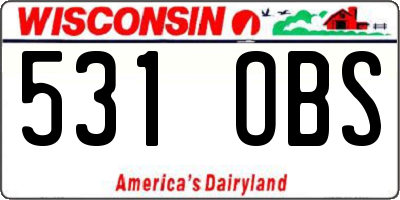 WI license plate 531OBS
