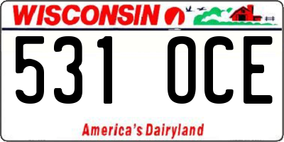 WI license plate 531OCE