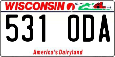 WI license plate 531ODA