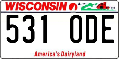 WI license plate 531ODE