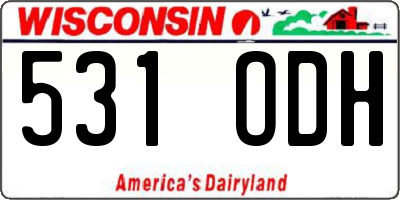 WI license plate 531ODH