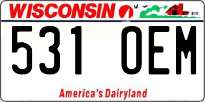 WI license plate 531OEM