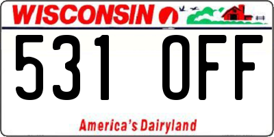 WI license plate 531OFF