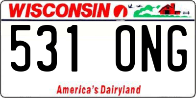 WI license plate 531ONG