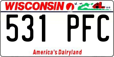 WI license plate 531PFC