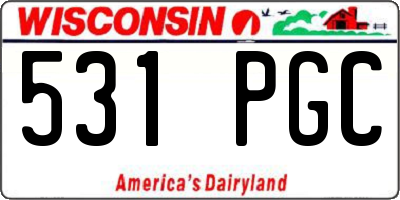 WI license plate 531PGC