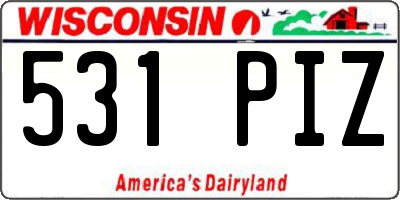 WI license plate 531PIZ