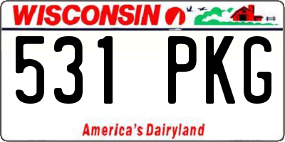 WI license plate 531PKG