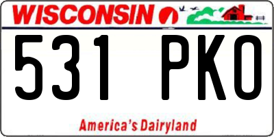 WI license plate 531PKO
