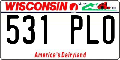 WI license plate 531PLO
