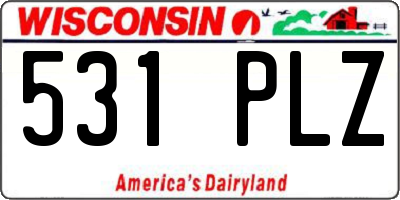 WI license plate 531PLZ