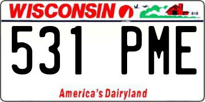 WI license plate 531PME