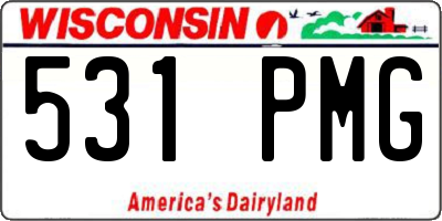 WI license plate 531PMG